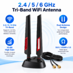 2.4GHz 5GHz 6GHz 10dBi Tri-Band Dual Desktop WiFi Antenna