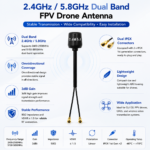 2.4GHz 5.8GHz Dual Band FPV Drone Omnidirectional Antenna 3dBi IPEX Antenna