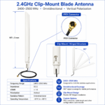 2.4GHz Clip-Mount Blade Antenna with IPEX Connector