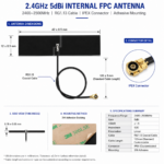 2.4GHz 5dBi Internal FPC Antenna with IPEX Connector | 42×12mm Adhesive Antenna
