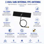 2.4GHz 5dBi Internal FPC Antenna with IPEX Connector | 42×12mm Adhesive Antenna
