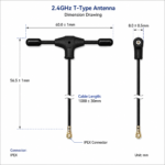2.4GHz UAV Antenna with IPEX Connector | 2.5dBi T-Type Drone Antenna