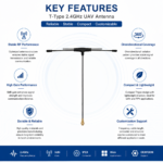 2.4GHz T-Type UAV Antenna | 2400–2500MHz Drone Communication Antenna