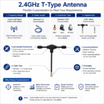 2.4GHz UAV Antenna with IPEX Connector | 2.5dBi T-Type Drone Antenna