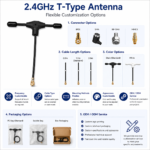 2.4GHz UAV Antenna with IPEX Connector | 2.5dBi T-Type Drone Antenna