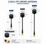 3.3GHz FPV Drone Antenna with SMA Connector | 4.5dBi Vertical Antenna