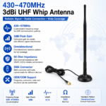 430–470MHz 3dBi UHF Whip Antenna with SMA Connector