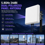 5.8GHz 24dBi Dual-Polarized Panel Antenna | High Gain Directional WiFi Antenna