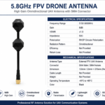 5.8GHz FPV Drone Antenna with SMA Connector | 8dBi High Gain UAV Communication Antenna