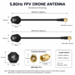 5.8GHz FPV Drone Antenna with SMA Connector | Flexible UAV Video Transmission Antenna