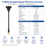 5.8GHz FPV Drone Antenna with SMA Male Connector | Omnidirectional UAV Antenna