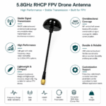 5.8GHz RHCP FPV Drone Antenna with SMA Male Connector