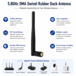 5.8GHz SMA Swivel Rubber Duck Antenna for Wireless Devices