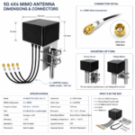 5G 4×4 MIMO Antenna with SMA Connectors | IP67 Screw Mount Antenna
