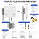 5G 3300–3800 MHz 12 dBi Dual Polarized Directional Panel Antenna