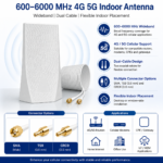 600–6000 MHz 4G 5G Indoor Wideband Antenna with Dual Cable