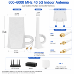 600–6000 MHz 4G 5G Indoor Wideband Antenna with Dual Cable