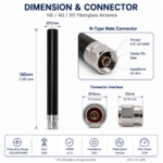 600-6000MHz Cellular Antenna with N-Type Male | 6dBi Fiberglass Antenna