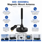 600–6000MHz Magnetic Mount Antenna with SMA Male Connector