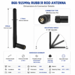 868/915MHz Rubber Rod Antenna with SMA Connector for LoRa IoT Wireless Applications