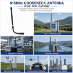 915MHz Gooseneck Antenna with TNC Male Connector | Flexible LoRa IoT Antenna