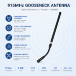915MHz Gooseneck Antenna with TNC Male Connector | Flexible LoRa IoT Antenna