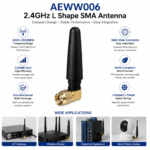 AEWW006 Compact L Shape 2.4GHz SMA Male Antenna