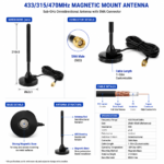 433/315/470MHz Magnetic Mount Antenna with SMA Connector | Sub-GHz IoT Communication Antenna