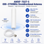698–2700MHz Omnidirectional Antenna with N-Type Male Connector | 5dBi Wideband Antenna