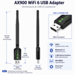 AX900 WiFi 6 USB Adapter with Bluetooth 5.4 and External Antenna