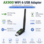 AX900 WiFi 6 USB Adapter with Bluetooth 5.4 and External Antenna