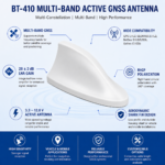 BT-410 Multi-Band GNSS Shark Fin Antenna for GPS GLONASS BeiDou Galileo