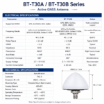 BT-T30A / BT-T30B Multi-Band Active GNSS Antenna with TNC-K Connector | 40 dB LNA
