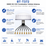 GNSS 5G V2X Combination Vehicle Antenna with 8 SMA Connectors | BT-T372