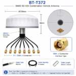 GNSS 5G V2X Combination Vehicle Antenna with 8 SMA Connectors | BT-T372