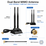 2.4GHz 5.8GHz Dual Band MIMO Antenna with SMA Connector