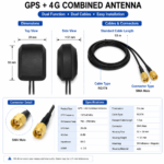 GPS + 4G Combined Antenna with Dual SMA Male Connectors