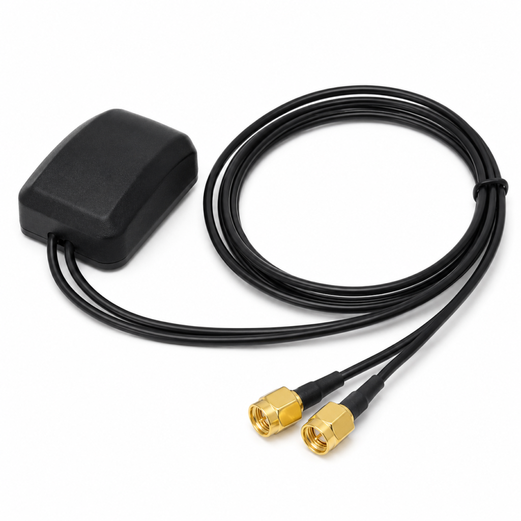 GPS + 4G Combined Antenna with Dual SMA Male Connectors