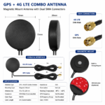 GPS + 4G LTE Combo Magnetic Mount Antenna with Dual SMA Connectors