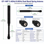 GT-148T 2.4GHz 5.8GHz Dual Band Spring Antenna 6/8dBi SMA