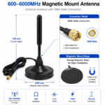 600–6000MHz Magnetic Mount Antenna with SMA Male Connector