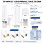 Outdoor 3G 4G LTE Omnidirectional Antenna 10–12 dBi with Dual Cables