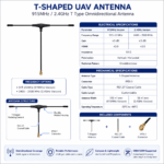 915MHz / 2.4GHz T-Shaped UAV Antenna with IPEX-1 Connector