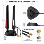 2.4GHz 5GHz 6GHz 10dBi Tri-Band Dual Desktop WiFi Antenna