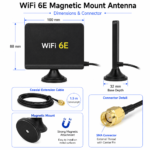WiFi 6E Magnetic Mount Antenna with SMA Connector and 1.5m Cable