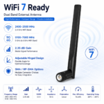WiFi 7 External Antenna 2.4GHz 5GHz 6GHz | SMA RP-SMA Hinged Antenna
