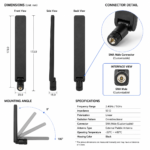Dual-Band 2.4GHz 5GHz External WiFi Paddle Antenna with SMA Connector