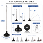 Adjustable Car Flag Pole Antenna with LED Light
