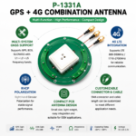 GPS + 4G Combination Antenna P-1331A with GNSS Multi-System Support