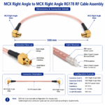 0–6 GHz MCX Right Angle RG178 RF Coaxial Cable Assembly